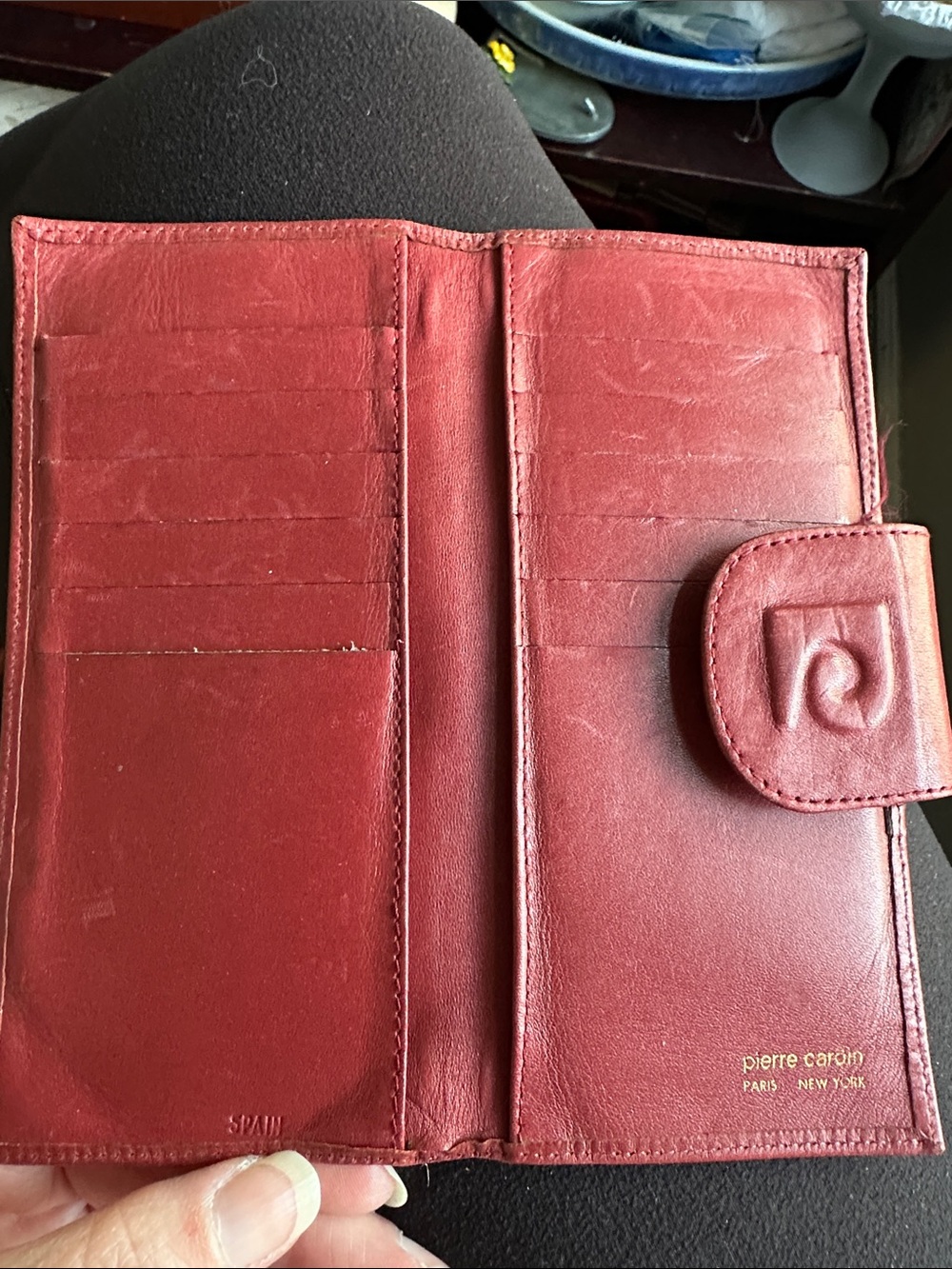 Pierre Cardin Red Leather Card Organizer with Snap Closure